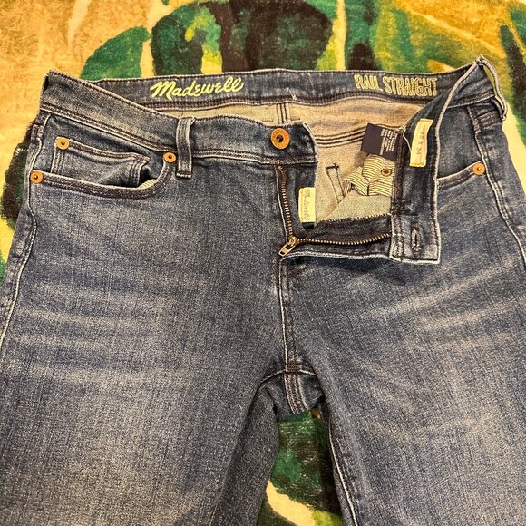 Madewell Sz 6 (28) Rail Straight Low Rise Jeans Stretch Womens Medium Wash - Picture 11 of 15